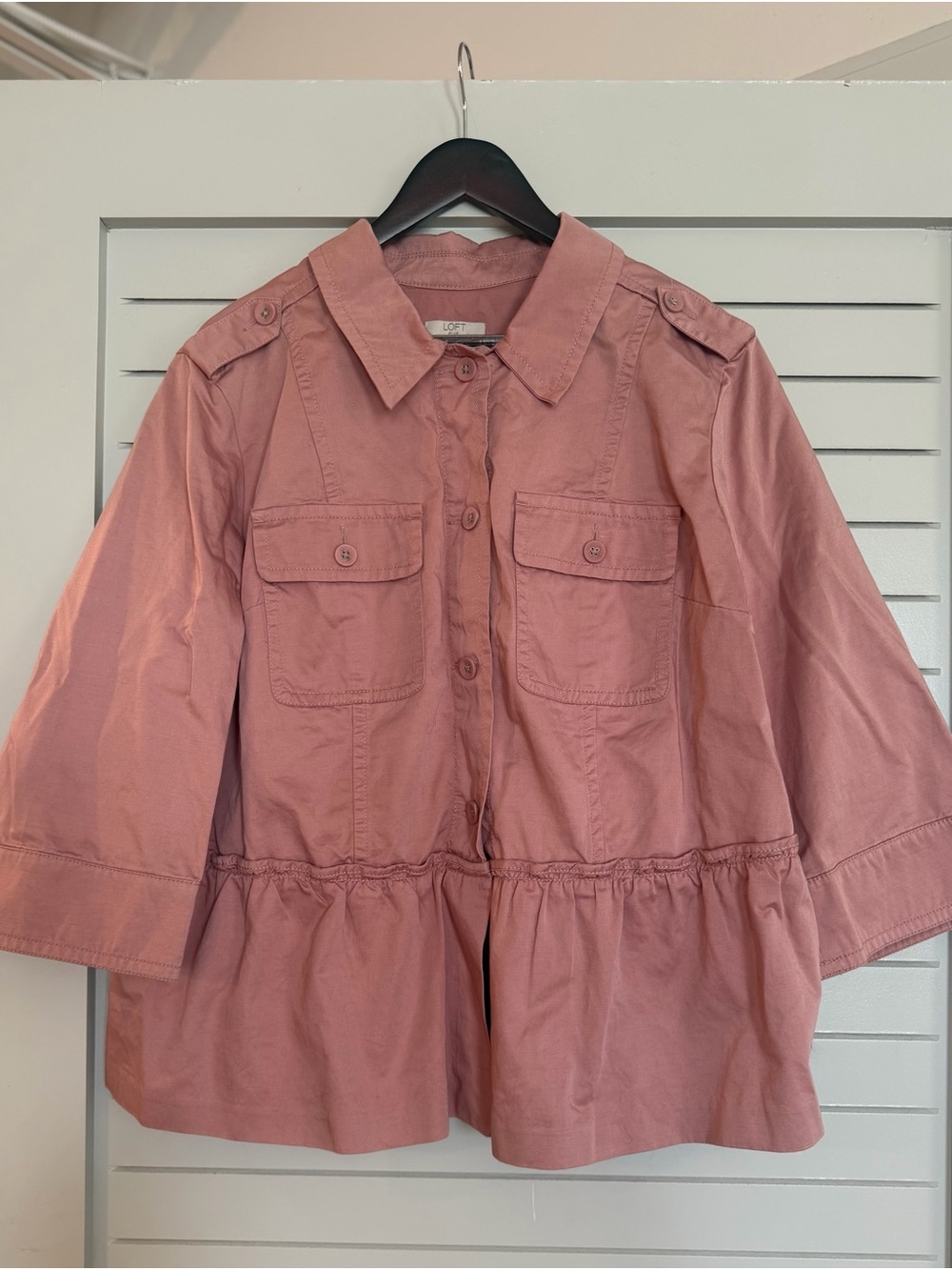LOFT Dusty Rose Utility Peplum Jacket